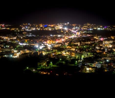 Malia Town at night