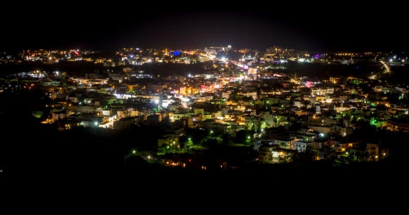 Malia Town at night