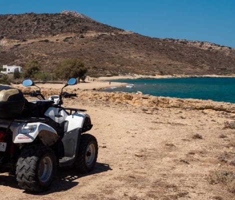Quad bike on a beach on Ios
