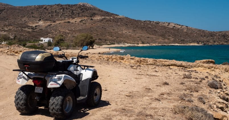 Quad bike on a beach on Ios