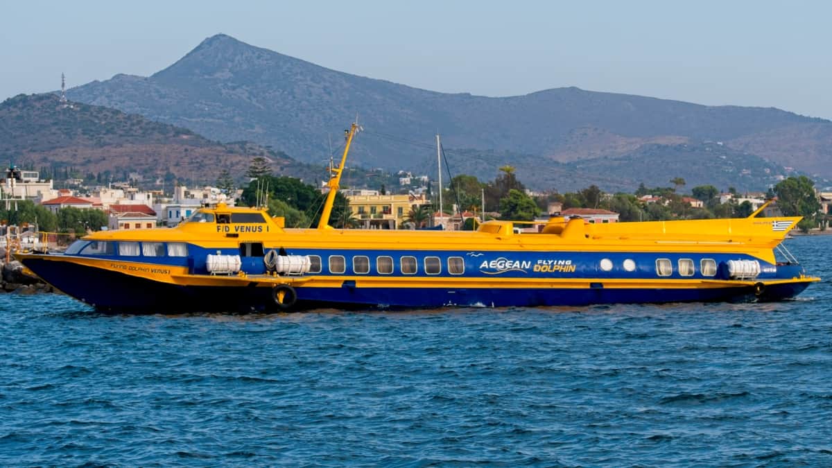Flying Dolphin ferry in Aegina Town harbour
