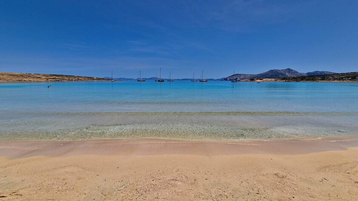 Crystal clear and calm water at Pori Beach, Koufonisia