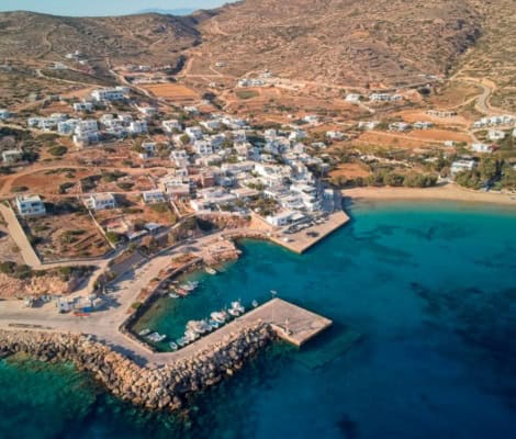 Donousa port aerial photo