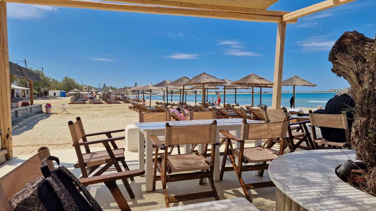 Agios Georgios Beach as seen from Asteria Beach Cafe Bar on Naxos
