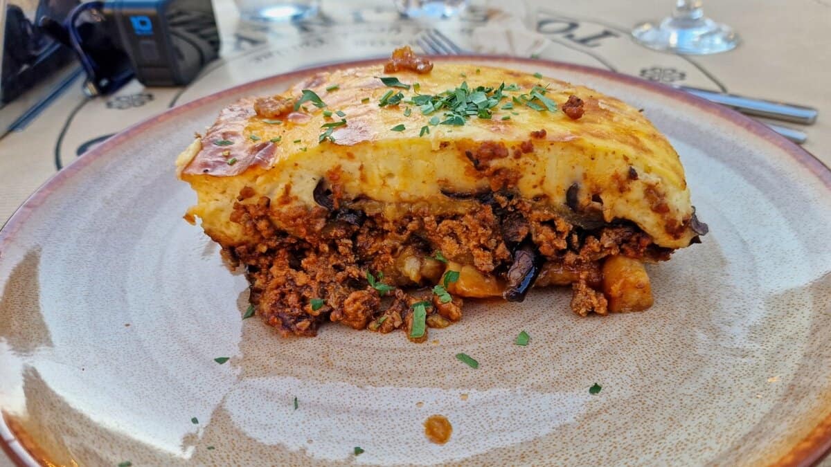 Delicious Moussaka at To Elliniko restaurant in Naxos Town