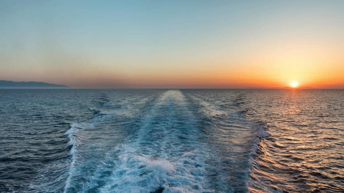 Ferry Wake Sunset, Ikaria