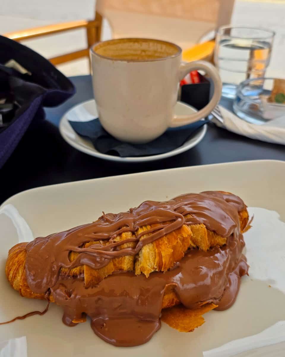 Coffee and Chocolate Criossant in Evdilos, Ikaria