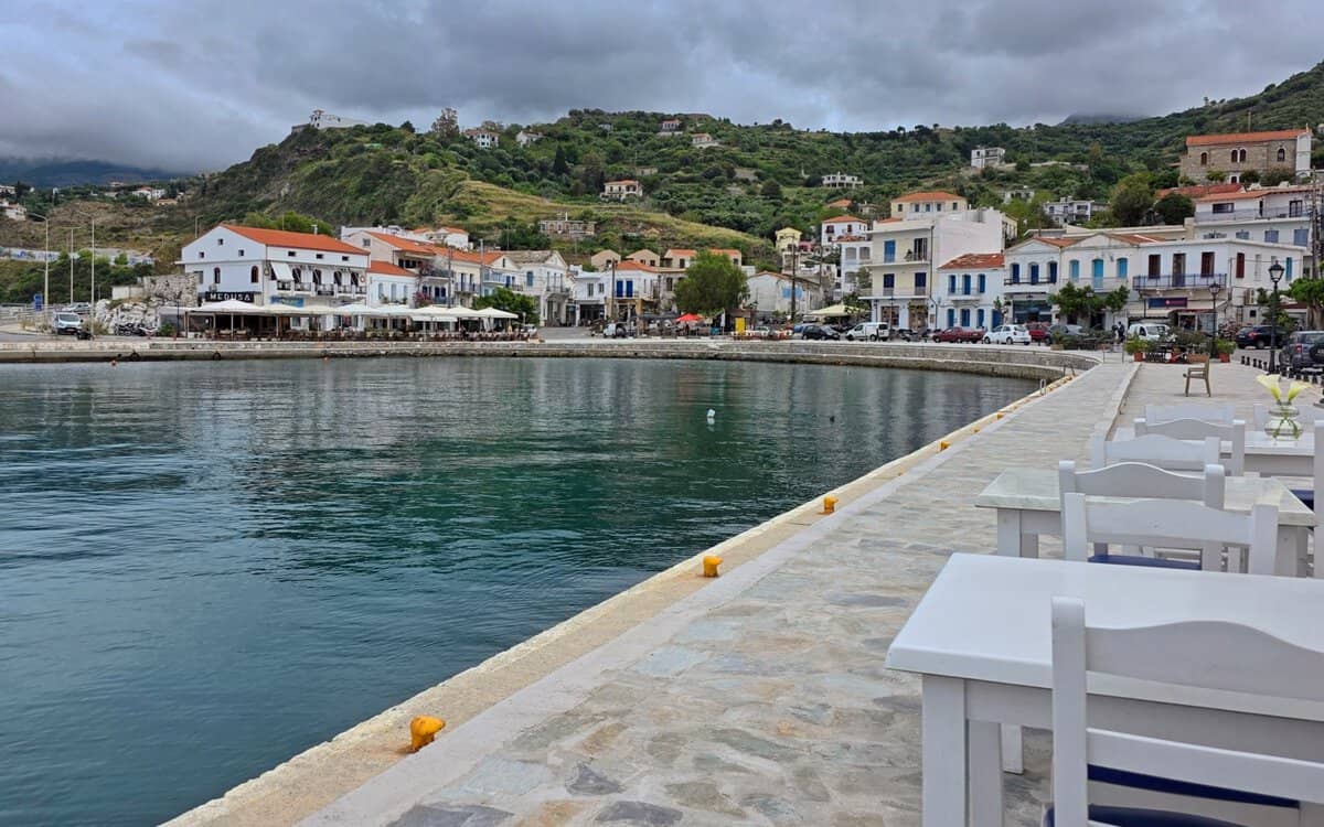 A slightly cloudy Evdilos harbour, Ikaria